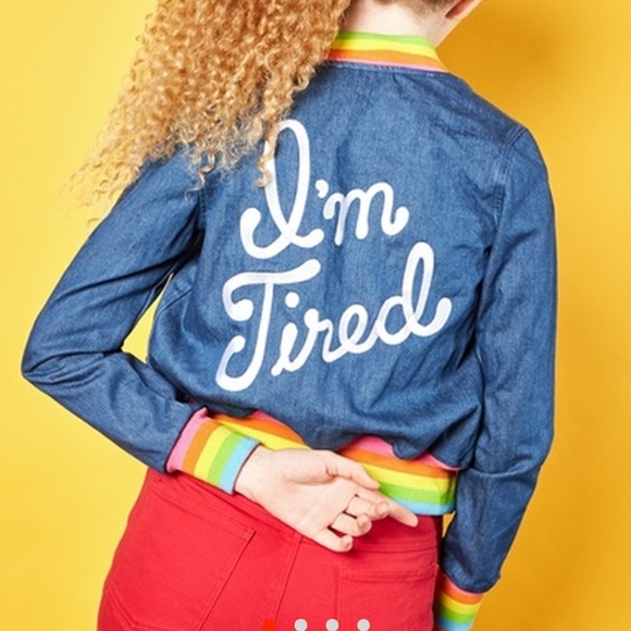 big bud press Jackets & Blazers - 🌈RARE Big Bud Press I'm Tired rainbow bomber 🌈